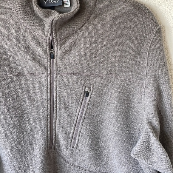Ibex Men’s Merino Wool Half Zip Pullover Sweater L Tan/Brown Outerwear Neutral - Picture 4 of 10